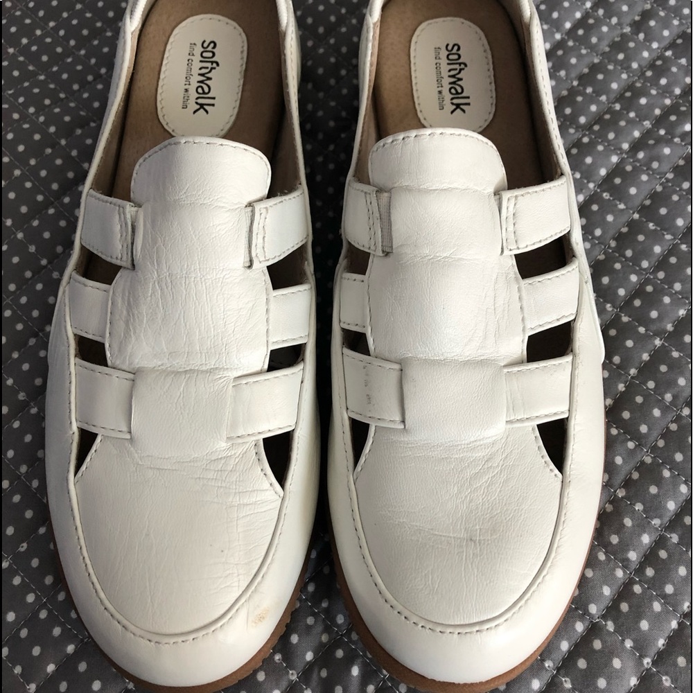 White leather summer shoes.